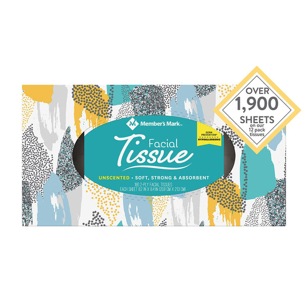 Member's Mark Soft & Strong Unscented Facial Tissue, 160 2-Ply Tissues - Ardmore Salon & Tanning Spa