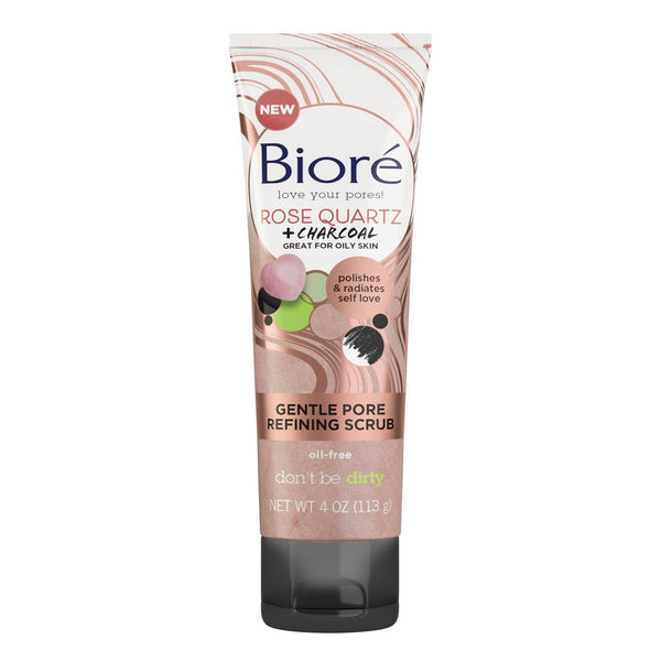 Biore Rose Quartz + Charcoal Gentle Pore Refining Scrub 4.5 oz - Ardmore Salon & Tanning Spa