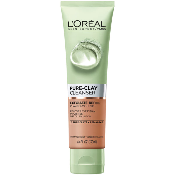 Loreal Pure-Clay Cleanser, Exfoliate-Refine, 4.4 oz - Ardmore Salon & Tanning Spa